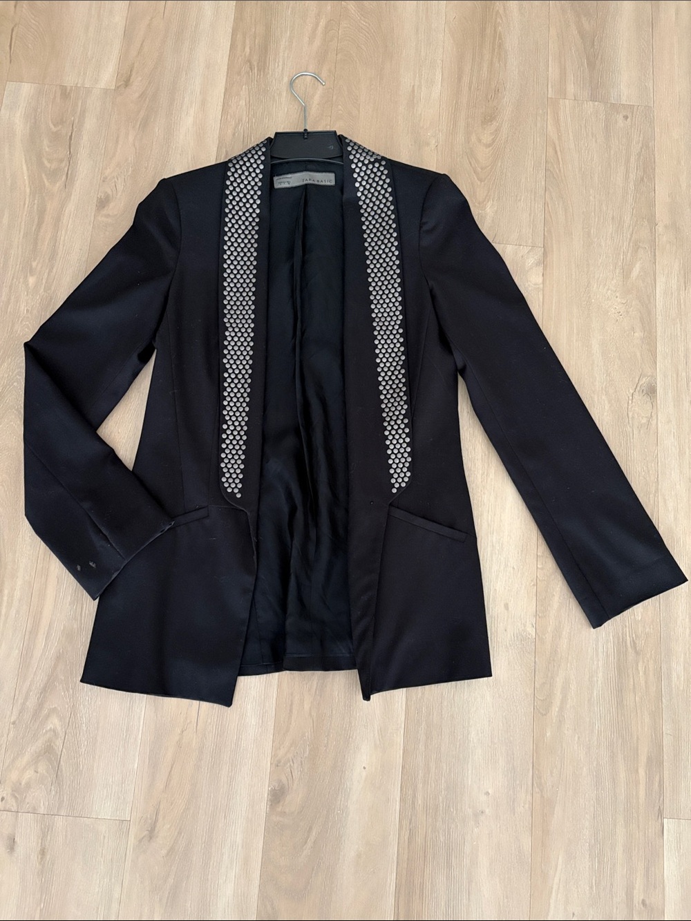 Zara black Embellished Lapel Blazer